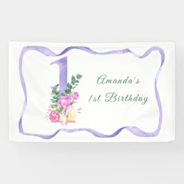 Banderoles Fleurs d'aquarelle 1er anniversaire