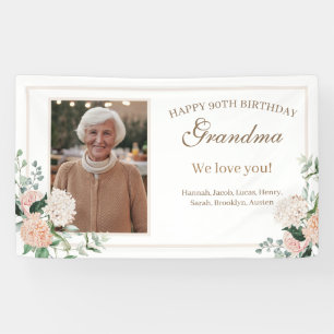 Banderoles Fleurs d'aquarelle rose Grand-mère Anniversaire