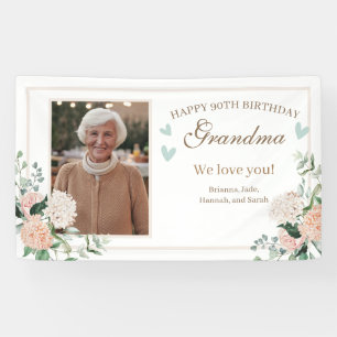 Banderoles Fleurs d'aquarelle rose Une photo Anniversaire