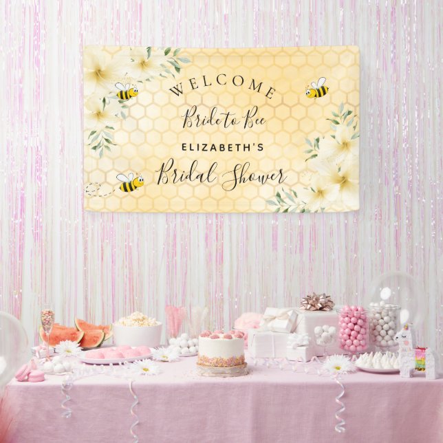 Banderoles Fleurs de Baby Shower en nid d'abeille future mari (Fête)