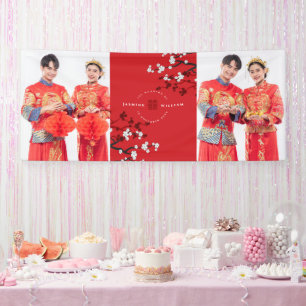 Banderoles Fleurs de Cerisier & Double Bonheur Mariage Chinoi