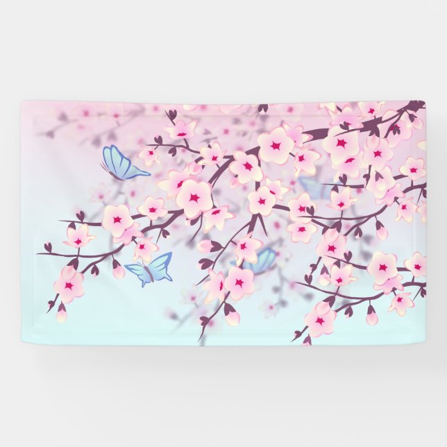 Banderoles Fleurs de cerisiers pastel (Horizontal)