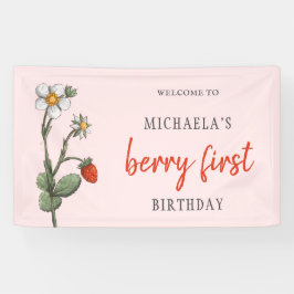 Banderoles Fleurs de fraises mignonnes Berry Premier annivers