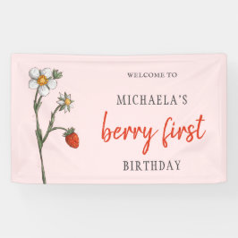 Banderoles Fleurs de fraises uniques Berry Premier anniversai