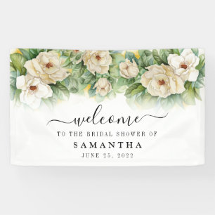 Banderoles Fleurs de Magnolia Blanches pour Baby Shower