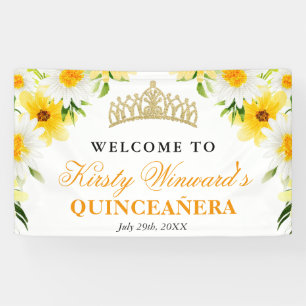 Banderoles Fleurs de marguerites Bienvenue Quinceanera