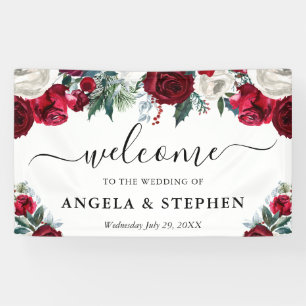 Banderoles Fleurs de mariage d'hiver rouges et blanches de bi