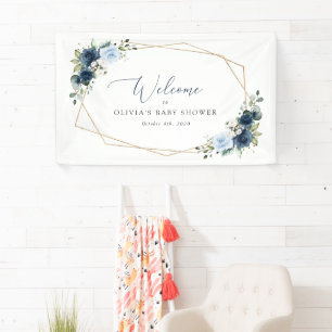 Banderoles Fleurs de marine, Fleurs bleues, Baby shower d'acc