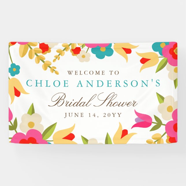 Banderoles Fleurs de pays Mariage ou parti (Horizontal)