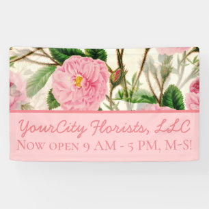 Banderoles Fleurs de pivoines roses, Feuilles & Buds Motif