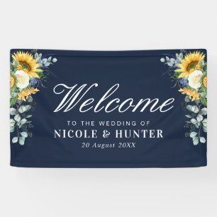 Banderoles fleurs de tournesol eucalyptus accueil mariage