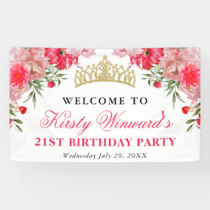 Banderoles Fleurs d'été roses et blush pour un anniversaire