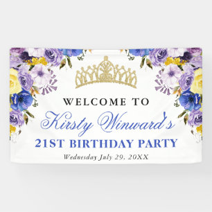 Banderoles Fleurs d'été violettes et crème Anniversaire