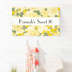 Banderoles Fleurs Jaunes, Motif De Fleurs, Douce 16