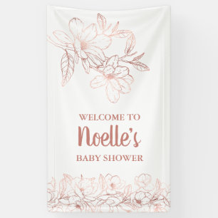 Banderoles Fleurs Magnolia roses Élégantes, Baby shower