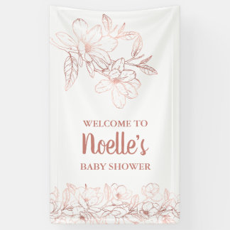 Banderoles Fleurs Magnolia roses Élégantes, Baby shower