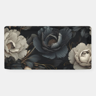 Banderoles Fleurs noires et blanches
