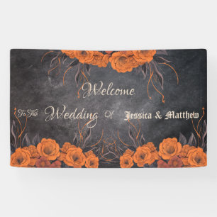 Banderoles Fleurs Orange Élégant Mariage