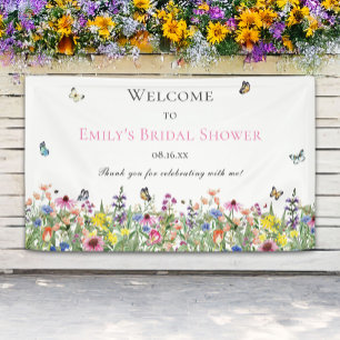Banderoles Fleurs sauvages d'été et papillons Baby Shower