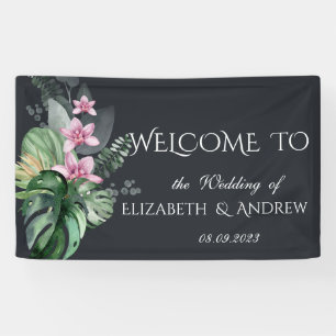 Banderoles Fleurs tropicales Mariage foncé