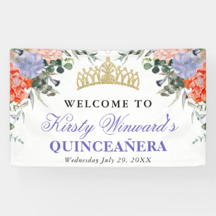 Banderoles Fleurs violettes et oranges Quinceanera
