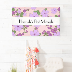 Banderoles Fleurs Violettes, Motif De Fleurs, Bat mitzvah