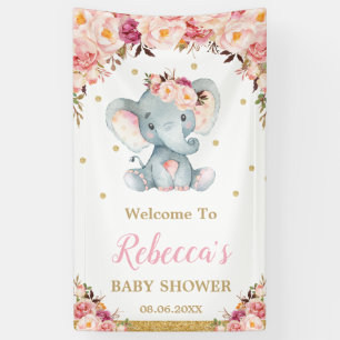 Banderoles Flexible Flore Elephant Baby shower Party fond B
