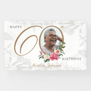 Banderoles Floral 60e anniversaire White Gold Chic Photo pers