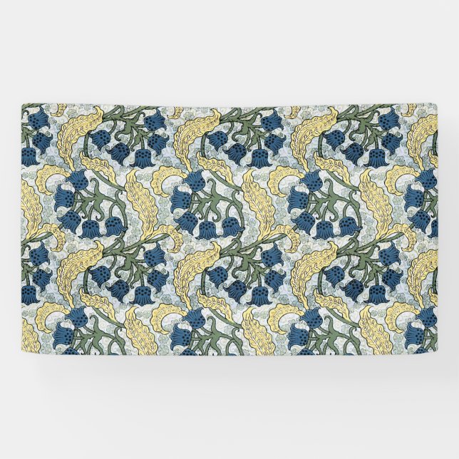Banderoles Floral Blue Flowers Lily Valley Répétition (Horizontal)