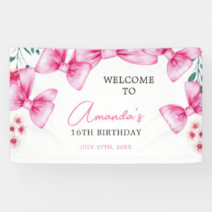 Banderoles Floral Bow Coquette Sweet 16 Anniversaire