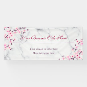 Banderoles Floral Cerisier Fleur Gris Marbre
