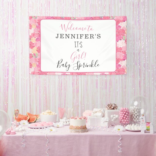 Banderoles Floral moderne C'est une fille ! Bienvenue à Baby  (Fête)