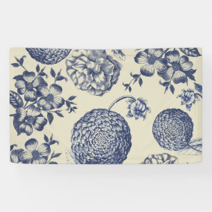 Banderoles Flore d'impression florale de fleurs bleues antiqu