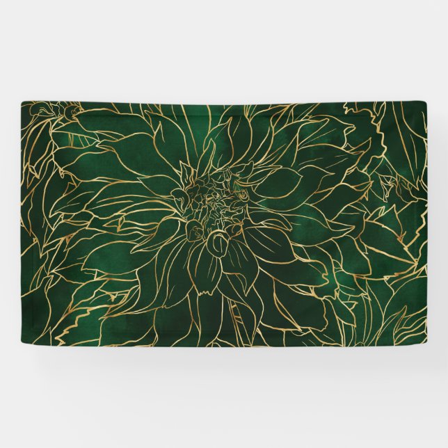 Banderoles Flore dorée et verte Dahlia (Horizontal)