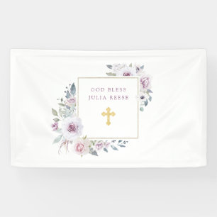 Banderoles Flore violette  Baptême de la Croix d'Or