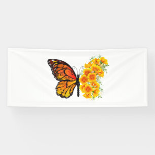 Banderoles Flower Butterfly with Yellow California Poppy