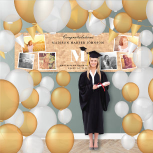 Banderoles Foil en cuivre Monogramme 6 Photo Chic Graduation 