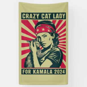 Banderoles Folle Dame aux Chats Pour Kamala 2024 