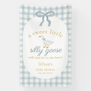 Banderoles Folle Oie En Liberté Baby Shower Bleu Gingham