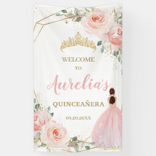 Banderoles Fond de bienvenue élégant en rose pour Quinceañera