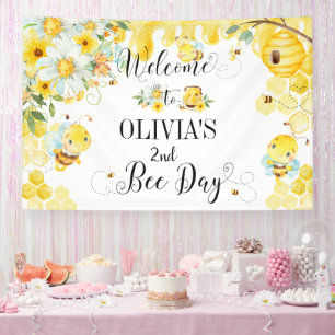 Banderoles Fond de fête d'anniversaire abeilles miel floral 1