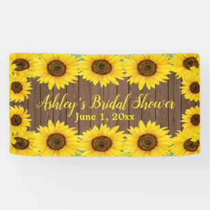 Banderoles Fond de mariage de tournesols Prop de bois rustiqu