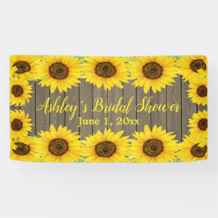 Banderoles Fond de mariage de tournesols Prop de bois rustiqu