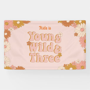 Banderoles Fond de scène rétro floral boho pour 3e anniversai