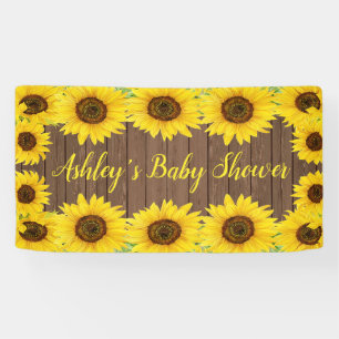 Banderoles Fond de shower bébé Tournesols Prop en bois rustiq
