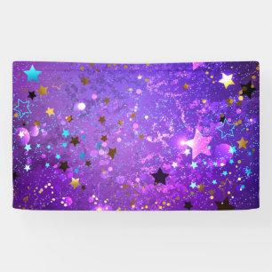 Banderoles Fond en feuille de papier violet avec des étoiles