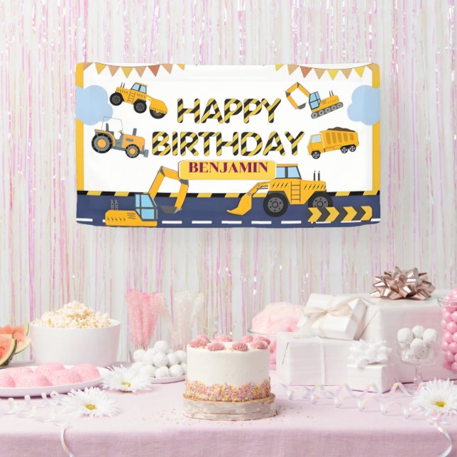 Banderoles Fond personnalisé de fête de camion à benne excava (Fête)