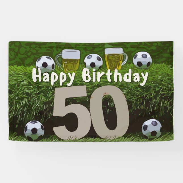 Banderoles Football 50e anniversaire avec balle  (Horizontal)
