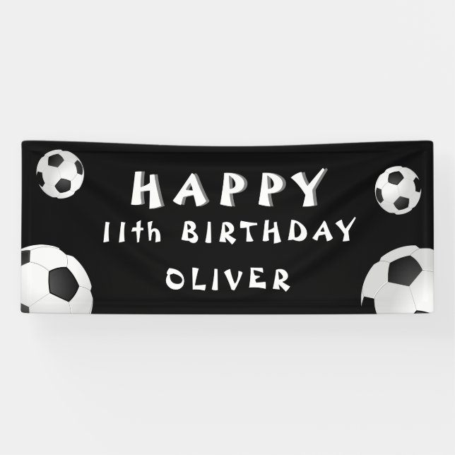 Banderoles Football Ball Black Sports Anniversaire (Horizontal)