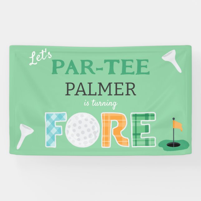 Banderoles Fore, 4e anniversaire Par-tee Golf (Horizontal)
